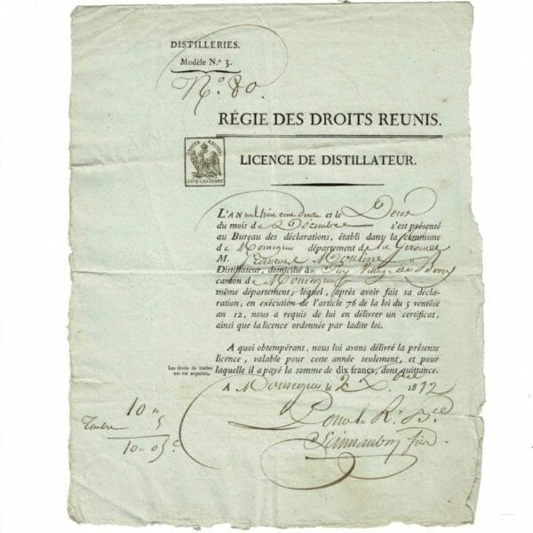 Licence Distillateur Monségur 1812