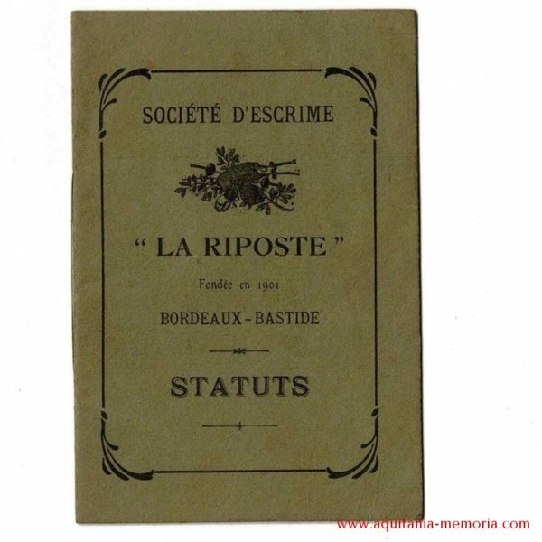 Statuts Escrime La Riposte Bordeaux-Bastide 1901