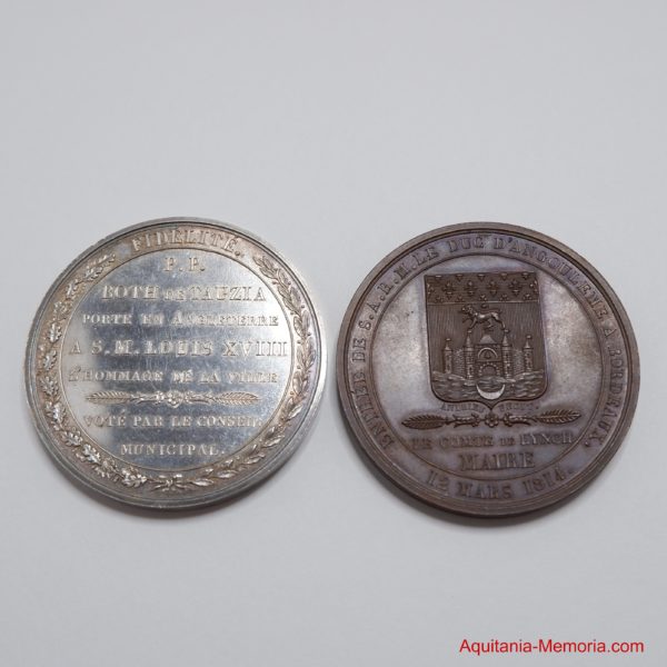 médaille bordeaux 1814 d'angoulême