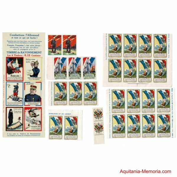 Vignettes patriotique timbres guerre